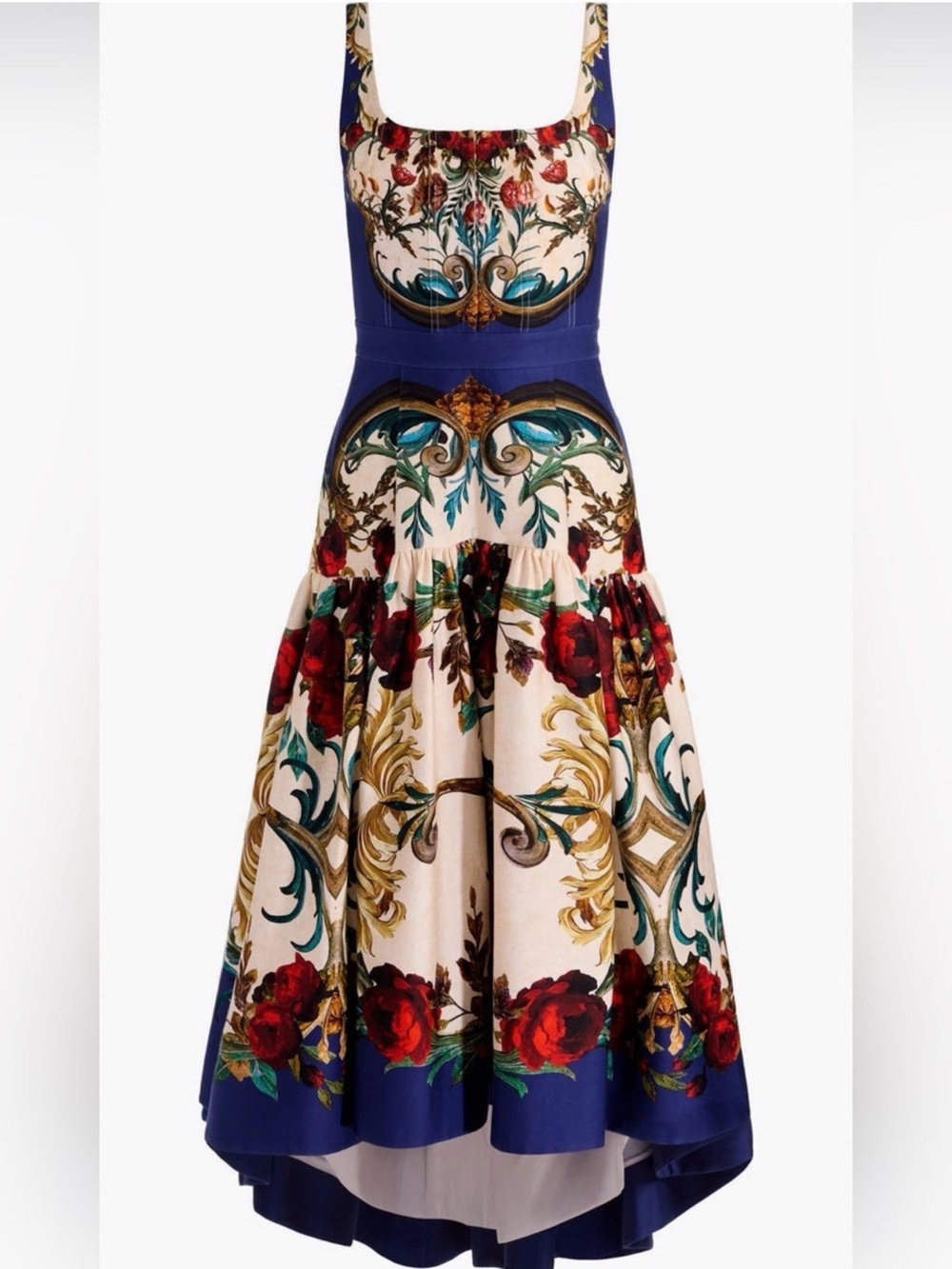 $660 Alice + Olivia Diana Print High-Low Midi Dress GILDED ROSE Size 10 NWT - Picture 5 of 7